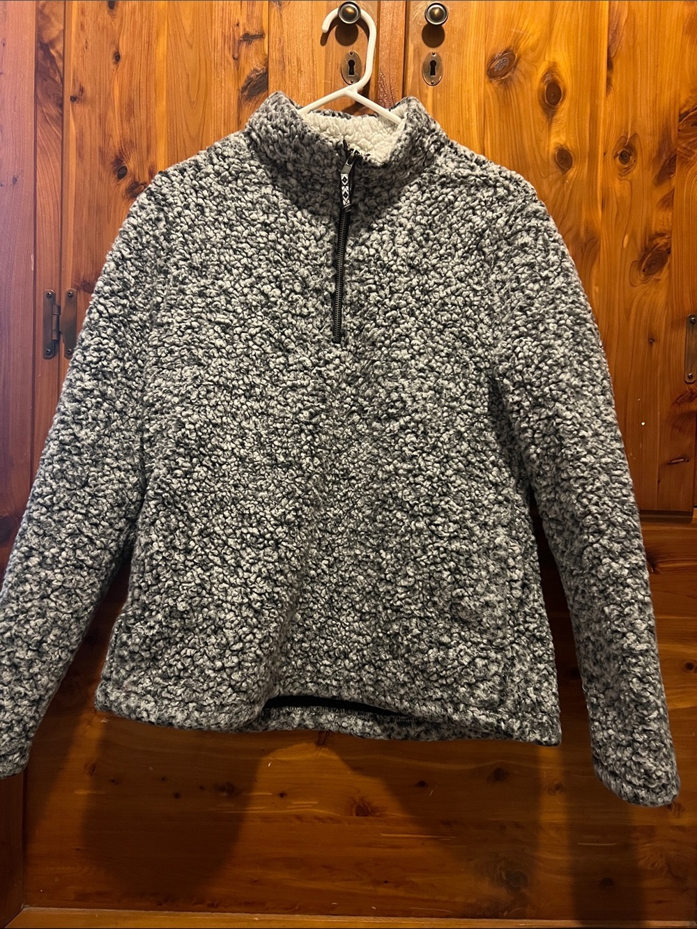 Time and Tru Women's Grey Sherpa Half-Zip Pullover